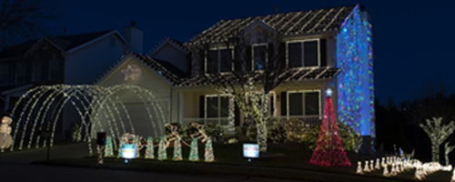 Christmas lights on house